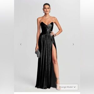 Retrofête Waldorf Black Strapless Gown – Elegant Evening Dress – Retail $595
